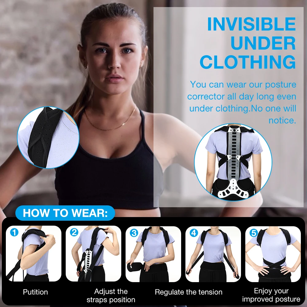 

Posture Corrector Back Support Braces Shoulder Waist Lumbar Support Humpback Clavicle Brace Belt Adjustable Back Trainer Unisex