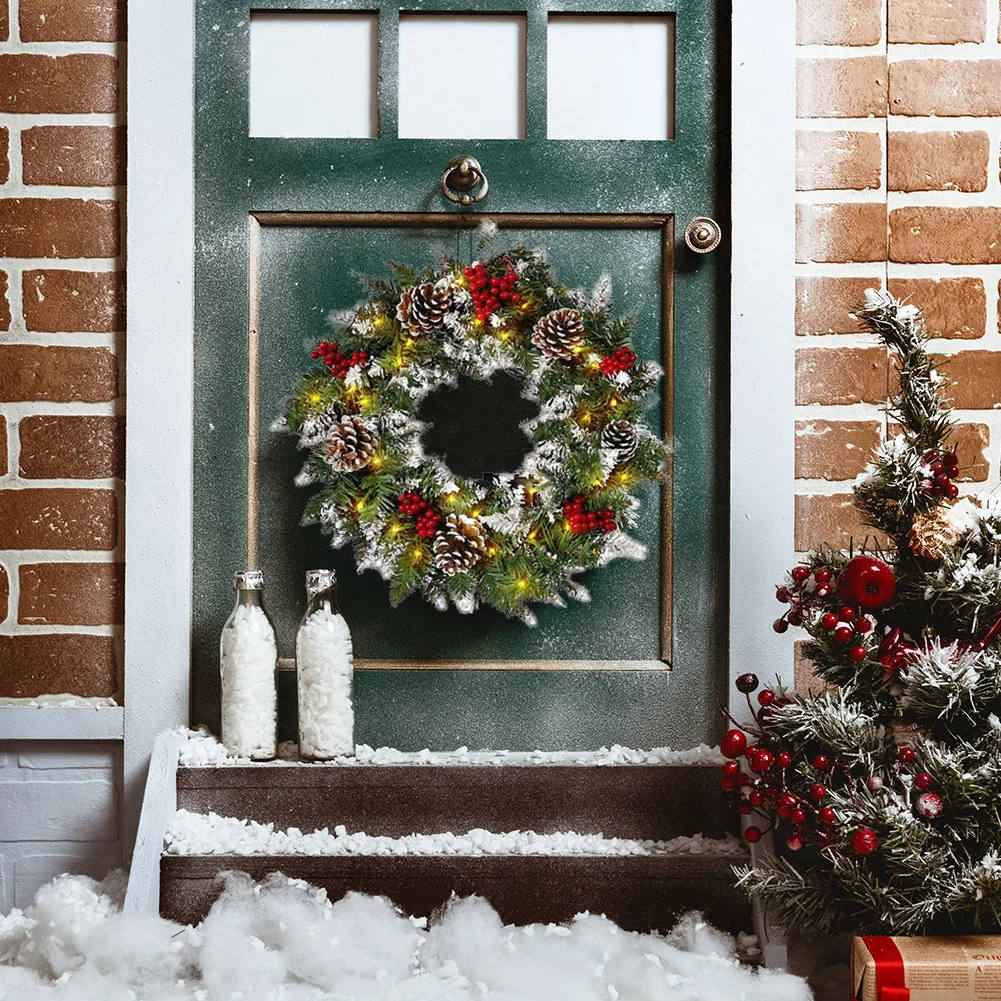 

Искусственный венок со светодиодными лампами, 30 см, для входной двери, для наружных окон, стен, фермерского дома, украшение на Новый год и Рож...