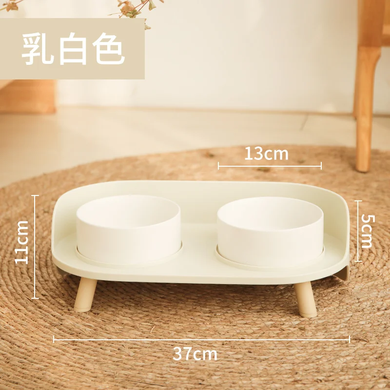 

Double Slow Feeder Cat Bowl Elevated Plastic Mixing Cute Cat Food Bowl Water Bamboo Gatos Accesorios Cat Supplies BY50MW
