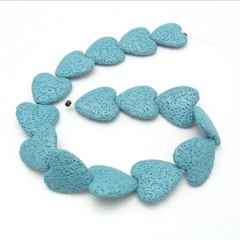 Разноцветные лавовые камни в форме сердца незакрепленные бусины сделай сам