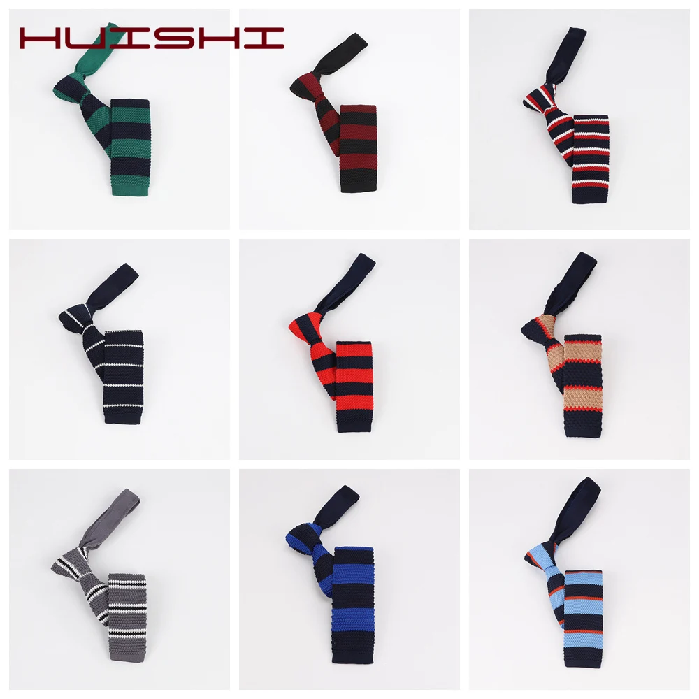 Мужские галстуки смокинги HUISHI вязаные в полоску для свадебной вечеринки|Мужские