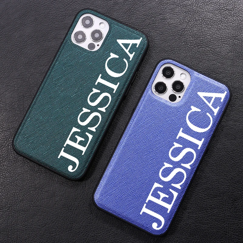 

Personalized Custom Name Saffiano Smooth Touch PU Leather Phone Cases For iPhone 12 11 Pro X XS Max XR 7Plus 8Plus Funda Coque