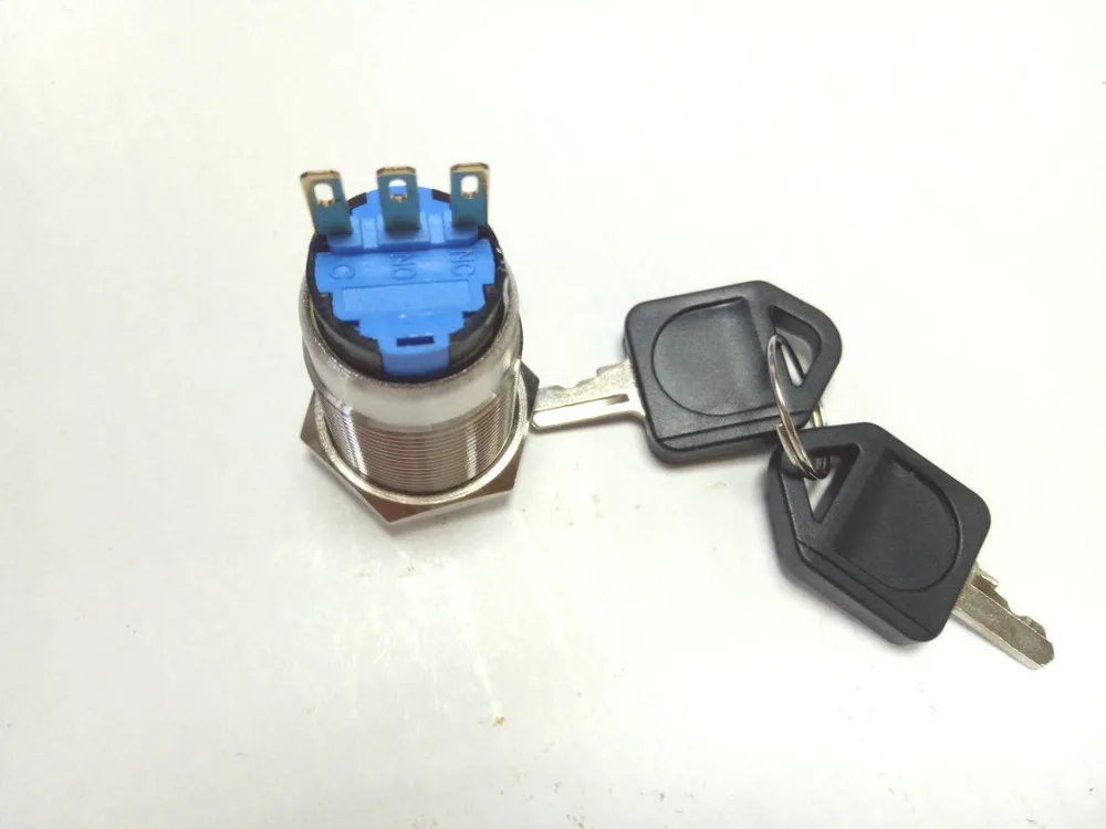 10set 19mm Key Lock Button Switch Flat Round Stainless Steel Metal ON/OFF New | Обустройство дома