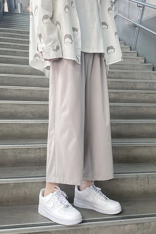 

Small Suit Pants Men's Straight Loose Summer Thin Fashion Pants Fashion Brand All-Matching Draping Casual Cropped Pants