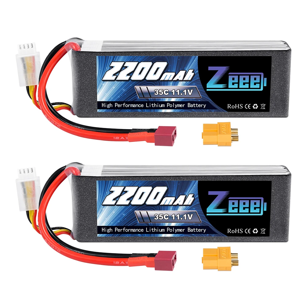 2 шт. Zeee 2200mAh 3S 11,1 V 35C LiPo батарея с Deans Разъем XT60 для радиоуправляемого квадрокоптера Дрон лодка самолет - Цвет: Deans Plug