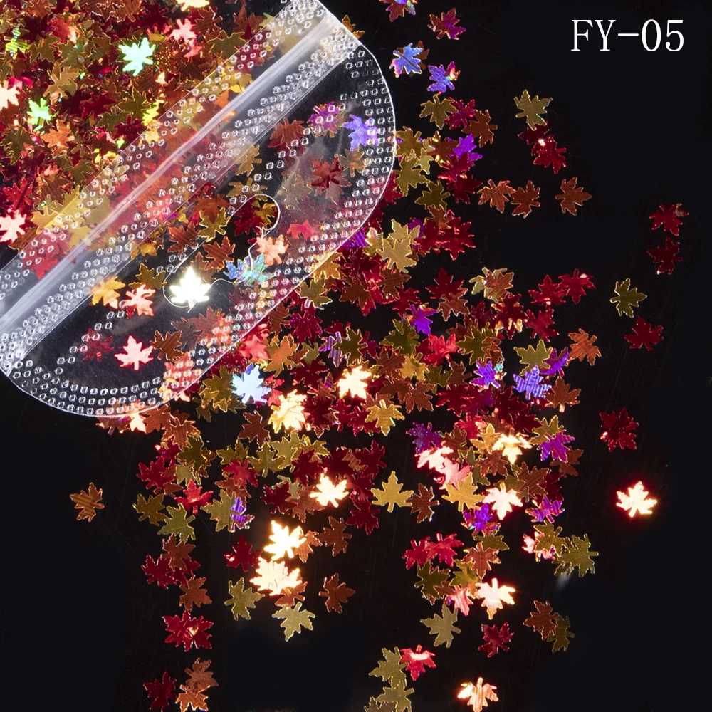 1 сумка в виде кленового листа нейл арта блестками пайетками смешанный осенними