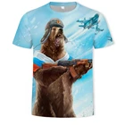 Модные мужские и женские футболки с 3D-принтом gun bear, мягкая текстура, одежда для хип-хопа, сделано в Китае