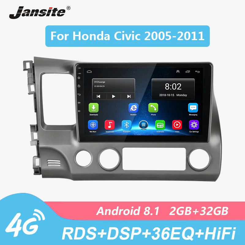 Jansite R9 10 &quotDSP RDS автомобильный радиоприемник Android для Honda Civic 2005 2011 сенсорный экран