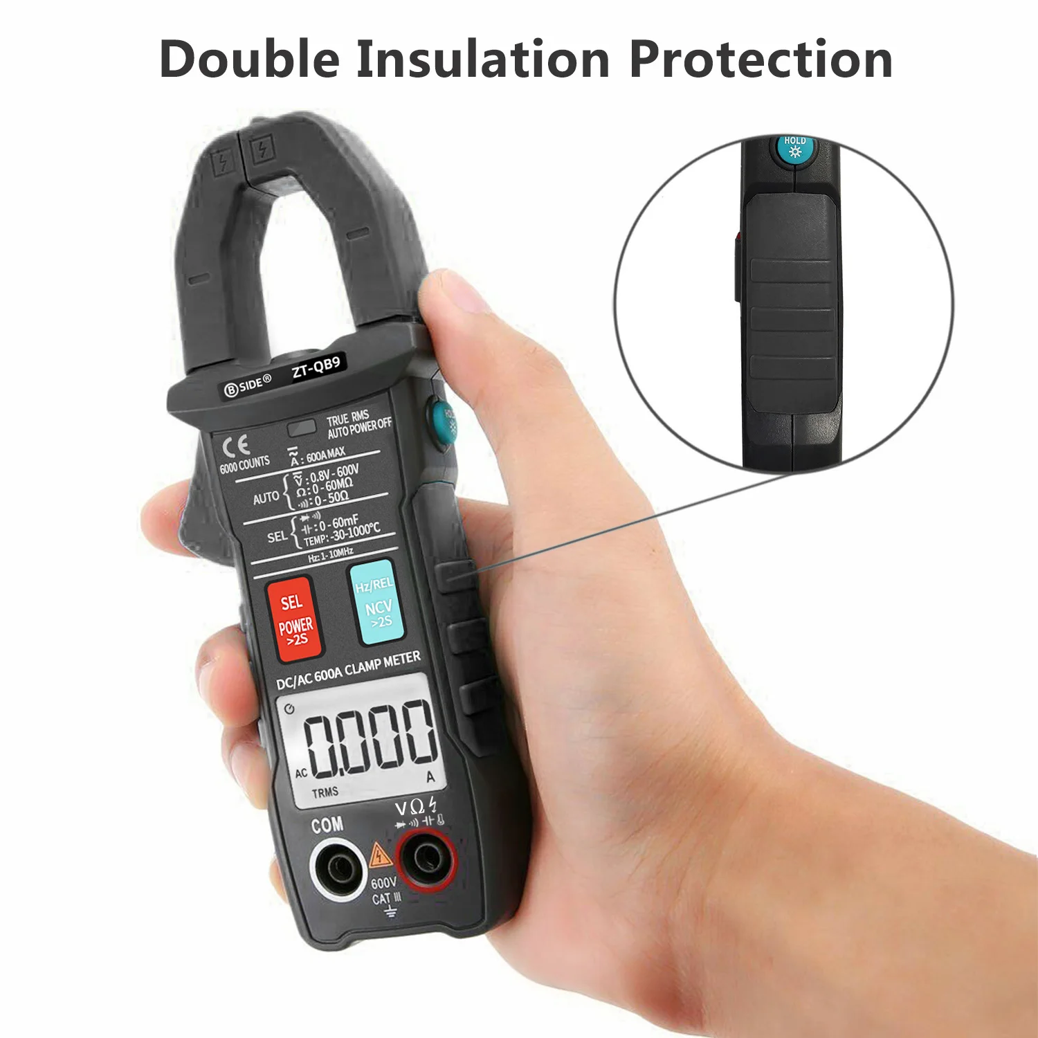 BSIDE 6000 Counts Digital Clamp Meter True RMS Multimeter Ammeter AC DC Voltage Current NCV Test Universal |