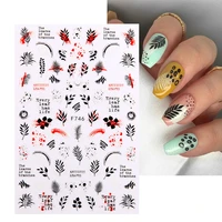 3d nails sticker geometry leaf black white butterfly decals flower diy designs for nail art manicures decorations salon tool 1pc
