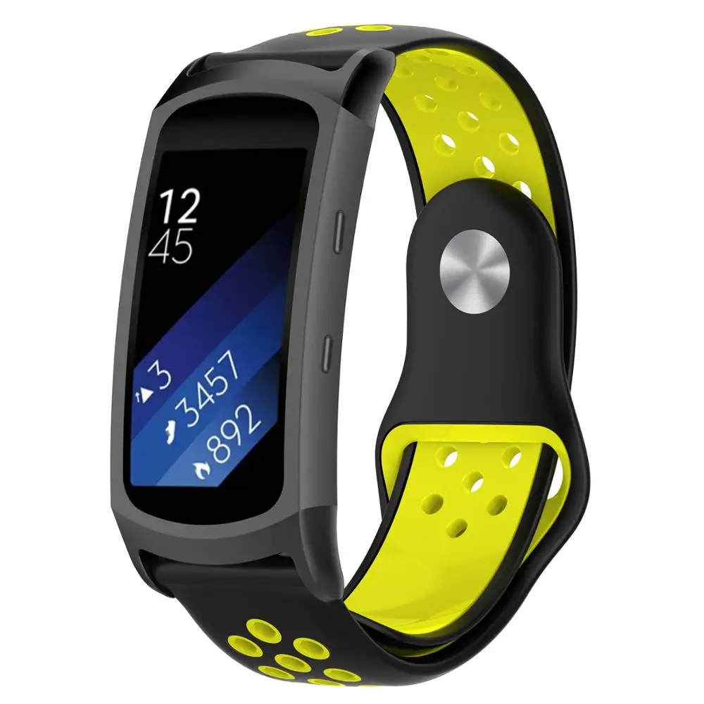 Black yellow Часы с силиконовым браслетом, сменный ремешок для samsung gear Fit 2 Pro/Fit2 Pro R365, ремешок для наручных часов - Цвет: Black yellow