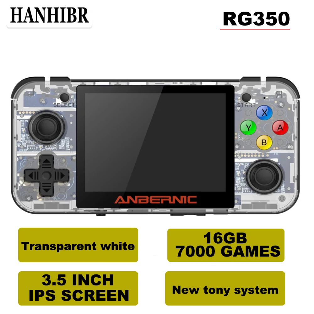 T White 16G7000Games ANBERNIC RG350 ips Ретро игры 350 видео игры обновление игровой консоли ps1 игры 64 бит opendingux 3,5 дюймов 28000+ игры rg350 - Цвет: T White 16G7000Games
