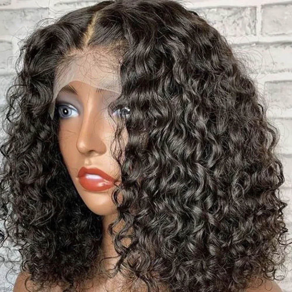 13x6 Lace Front Wigs Short Bob Human Hair Kinky Curly Lace Frontal Wigs Deep Curly Human Wigs Lace Frontal Wigs Big Promotion