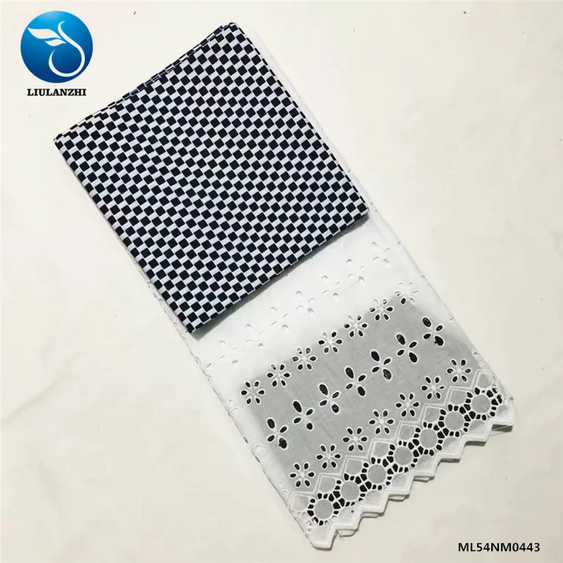 ML54NM0443 LIULANZHI Африканский настоящий воск 3 ярдов Анкара+ Вышивка Кружева Французский 2,5 ярдов Новое поступление ML8WN02 - Цвет: ML54NM0443