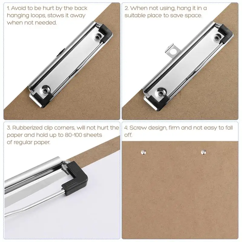 

STOBOK 6PCS A4 Letter Size Clipboard Profile Clip Hardboard for Office Working