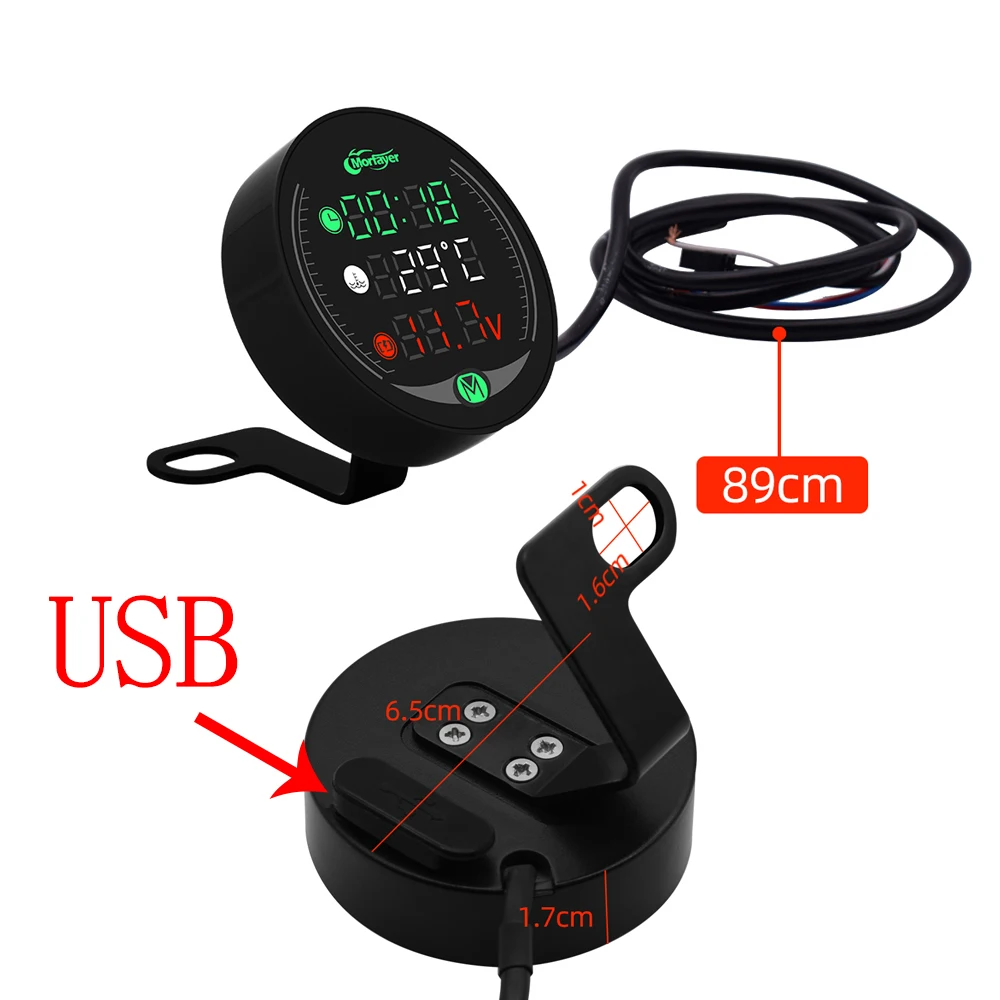 Motorcycle Gauge Display Table Voltmeter Water Temp Clock Time Charge USB For KAWASAKI KX65 KX85 KX125 KX250 KX250F KX450F KX100 |
