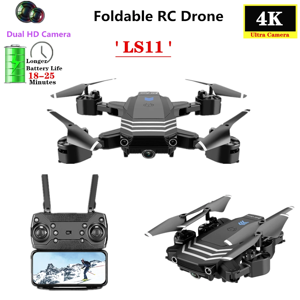 

Mini Drone 4K HD Dual Camera WIFI FPV Selfie RC Quadcopter Foldable Helicopter Altitude Hold Flight Headless Mode Dron Toy