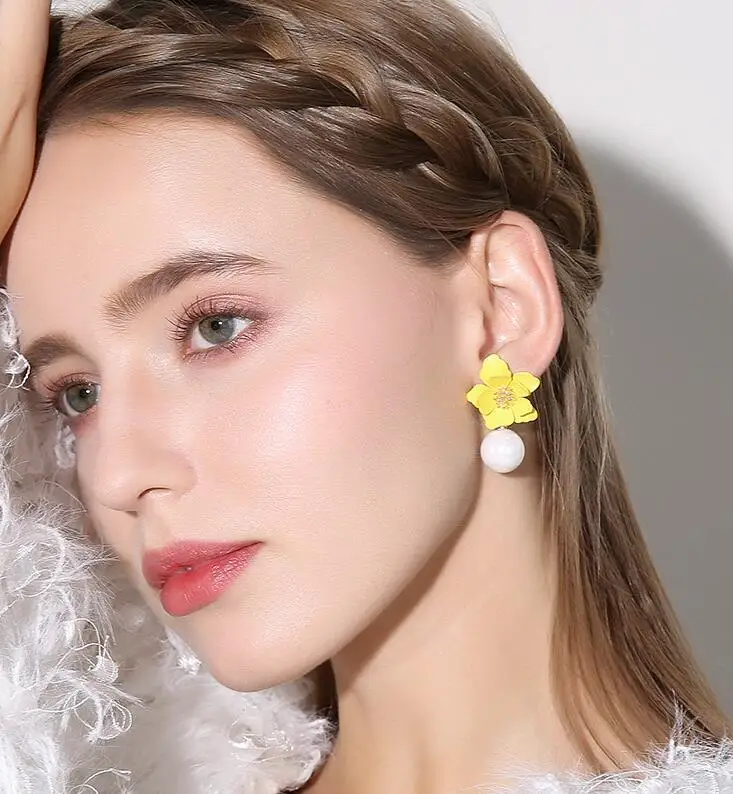 Корейские милые серьги в форме цветка модные виде цветов для женщин богемные