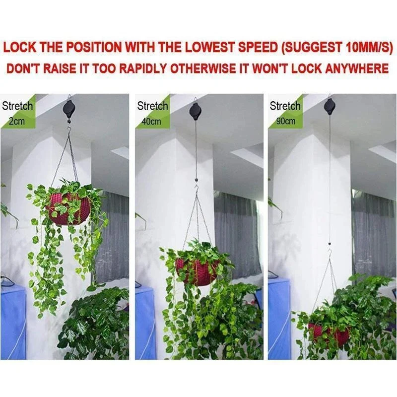 

Flower Basket Hook Liftable Telescopic Plant Pulley Easy Reaching Pulley Plant Hanging Flower Basket Hook A1