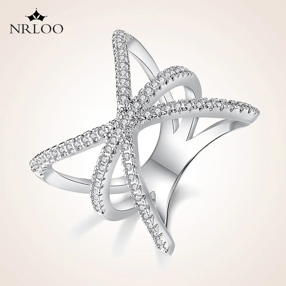 

New Silver Wedding Rings for Women Fashion X Shape Cross Dazzling CZ Finger Ring Female Engagement Jewelry Party Ladies Gifts