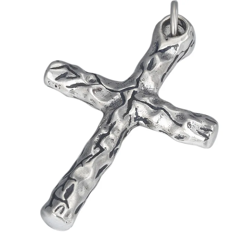

Genuine 925 Sterling Silver Trend Jewelry Retro Cross Couple Necklace Pendant Personality Thai Silver Jewelry Anniversary Gift