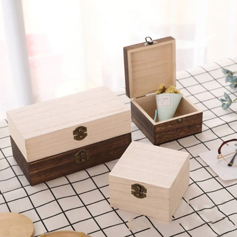 Ретро шкатулка для драгоценностей рабочего стола из дерева ручной работы