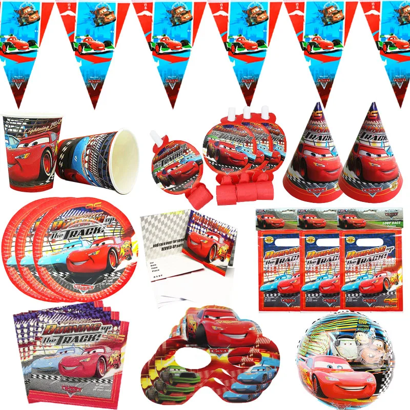 

Disney Cars Lightning Mcqueen Theme Birthday Party Decorations Plates Cup Straw Napkin For Boys Baby Shower Disposable Tableware