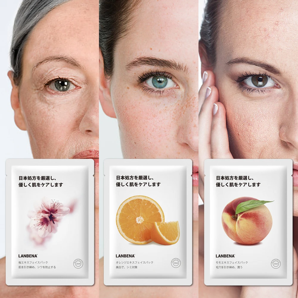 LANBENA Face Mask Fruit Facial Whitening Moisturizing Japan Advanced Formula Water Locking Plant Extract Fresh Skin Care | Красота и