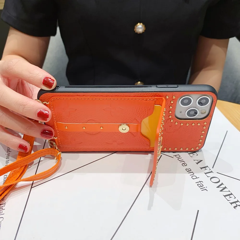 

Fashion explosion leather poker flower card wallet case For iPhone 12mini 12 11 pro max X XR XS Max 7 8 plus