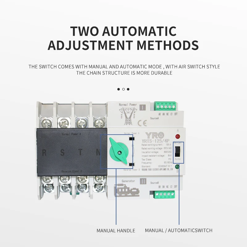 Din Rail 3P Mini ATS Dual Power Automatic Transfer Switch Electrical Selector Switches Uninterrupted 100A | Обустройство дома