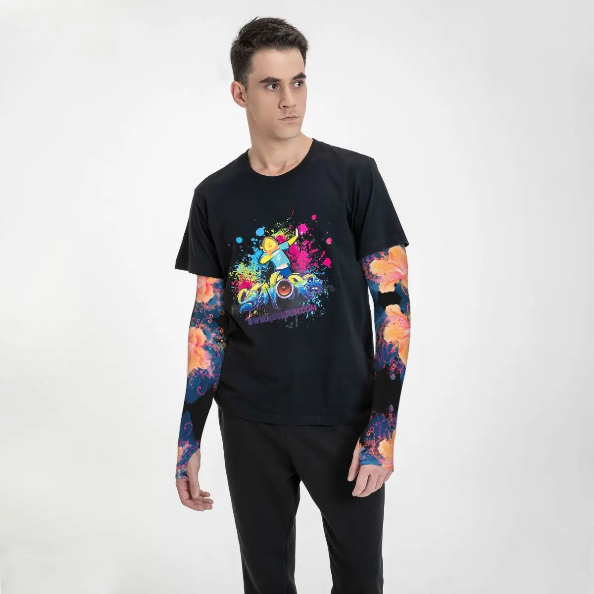 

Flower Sun Protection Arm Sleeves With Thumb Holes for Men & Women