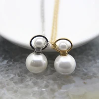 natural shell pearl round bead perfume bottle pendantsplated necklace chains white pearl essential oil diffuser vial charms