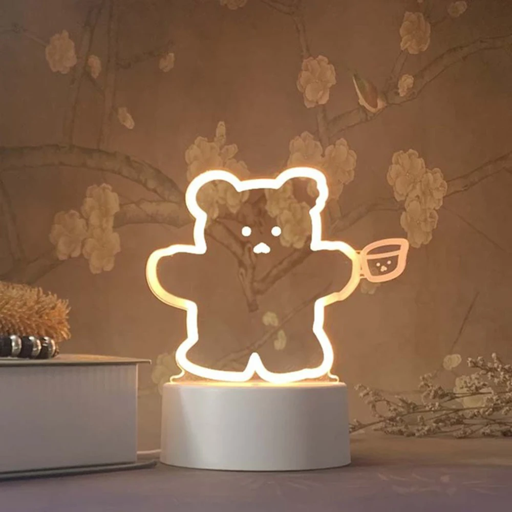 

LED Night Lights Table Lamp Night Light Bedside Lamp Gift Indoor Wedding Decor Cartoon Romantic With Base USB Plug-in