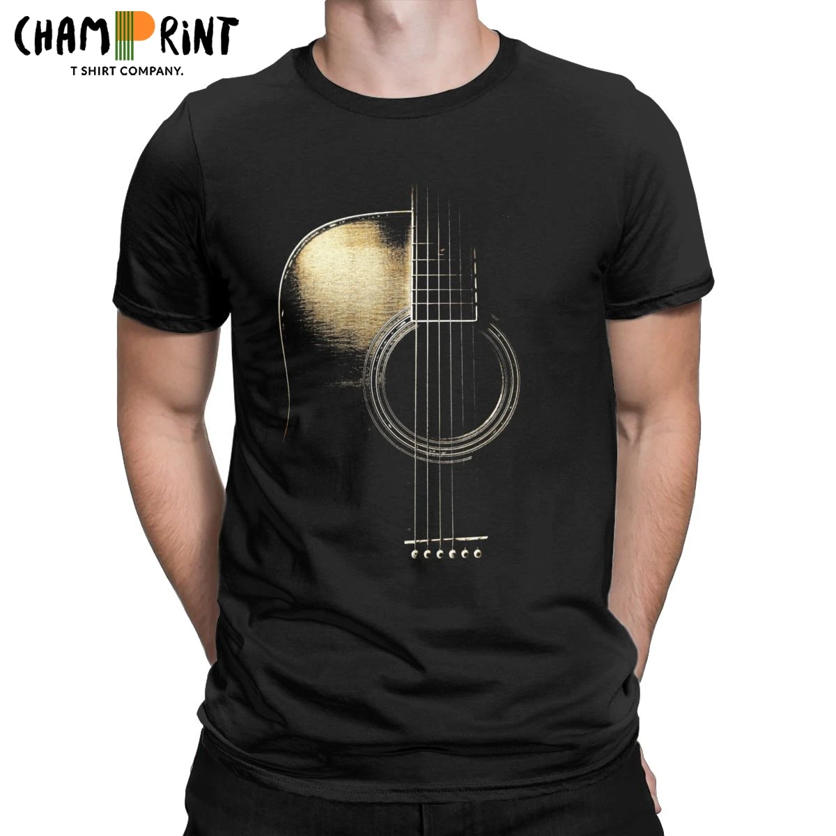 Мужские Акустическая гитара Lite футболки музыка натуральный хлопок топы для