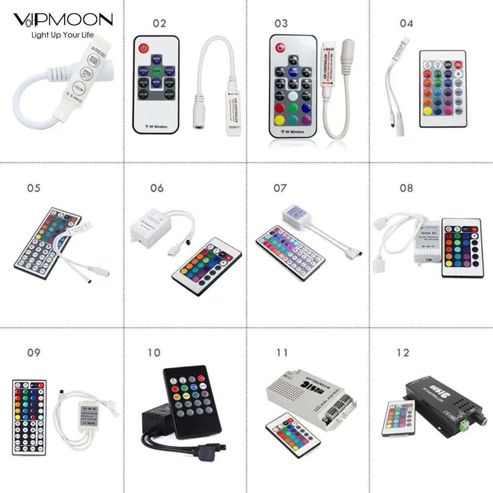 

DC12V 24V 10/17/24/44 Keys Led Controller IR RF RGB LED Lights Remote Dimmer Music For RGB SMD 3528 5050 LED Strip