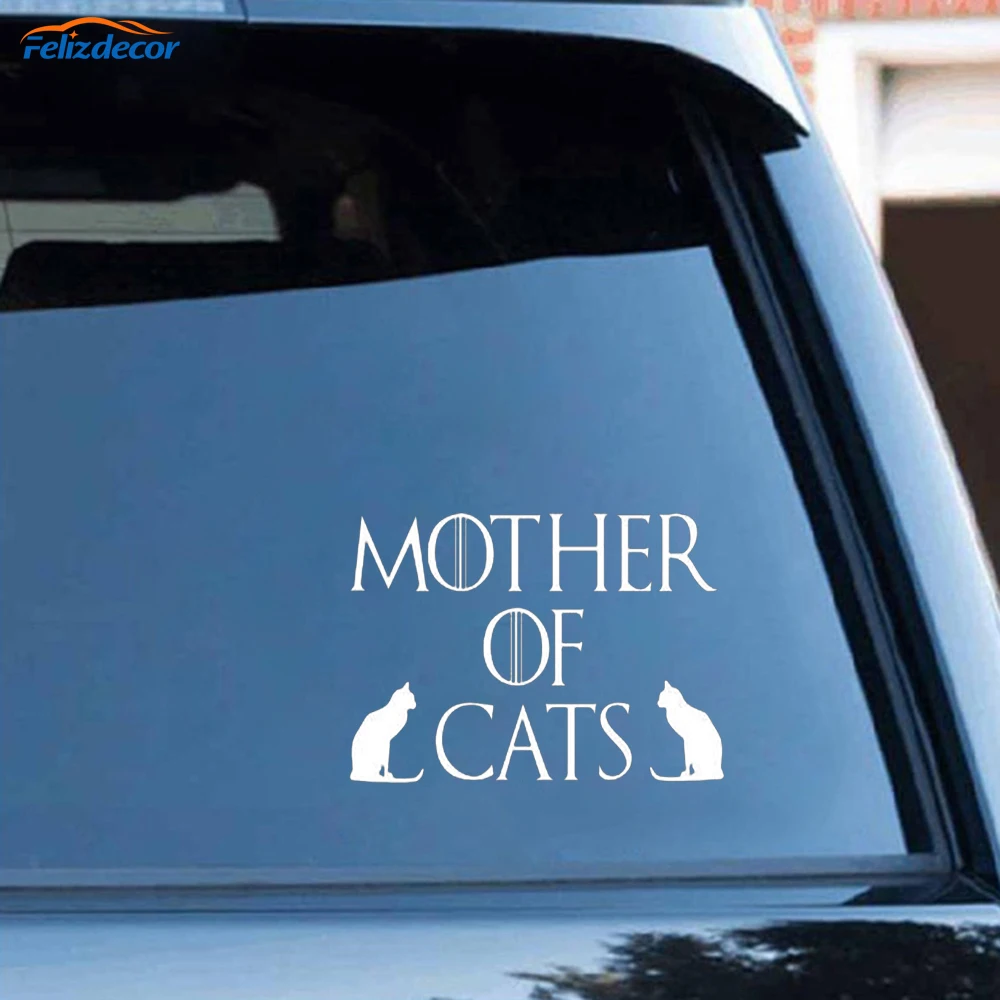 Черная/серебряная забавная наклейка на автомобиль Мать кошки кошка для