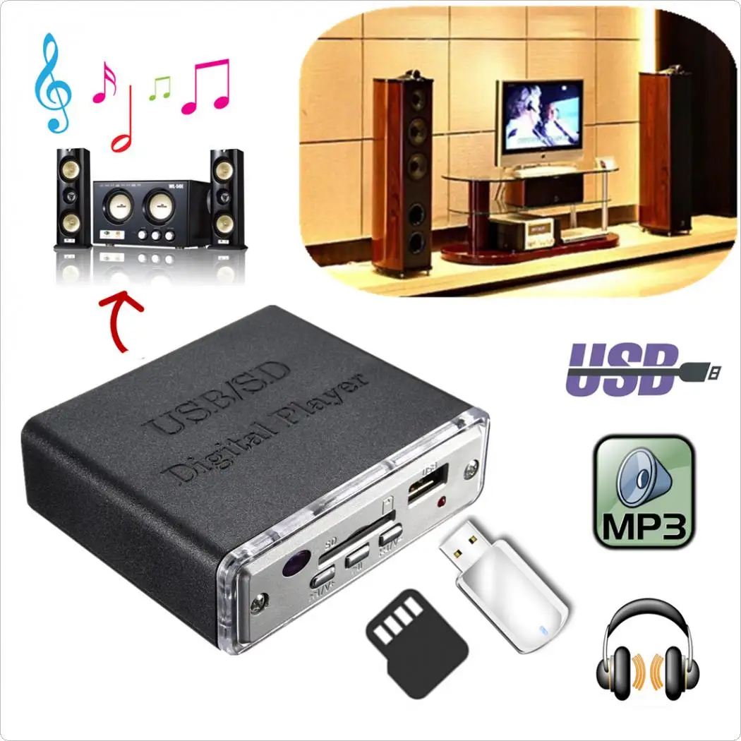 12V Мини-Автомобиль Мотоцикл стерео усилитель Amp LED USB SD цифровой плеер MP3 с пультом