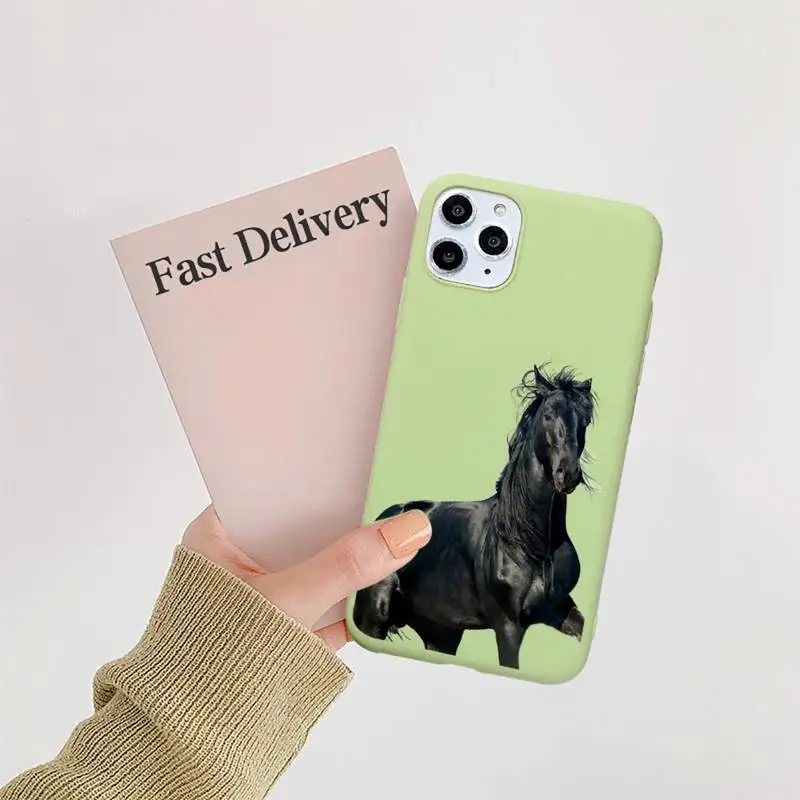 

Cool running horse Phone Case Candy Color for iPhone 11 12 mini pro XS MAX 8 7 6 6S Plus X SE 2020 XR