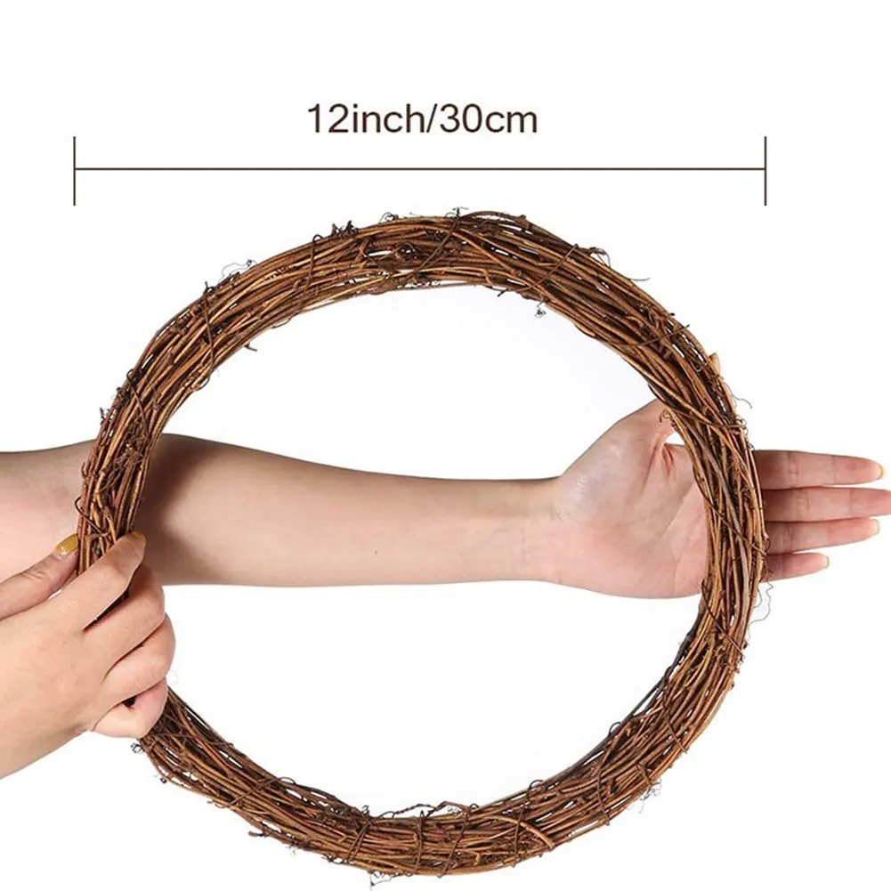 

10/20/30CM Rattan Wreath Door Hanging Rattan Wreath Ring Dry DIY Crafts Grapevine Christmas Wreaths For Xmas Door Wall Decor