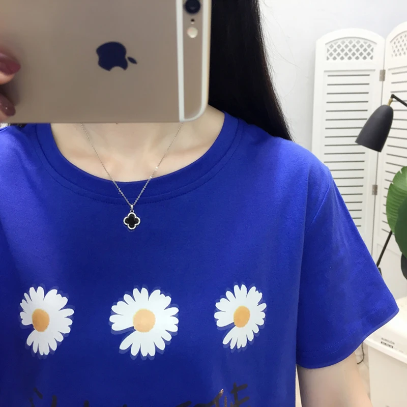 

Flower T-Shirt Print Letter T Shirt Women Summer Womens Tops 2020 Cotton Short Sleeve Plus Size Tshirt Female Tee Shirt Femme