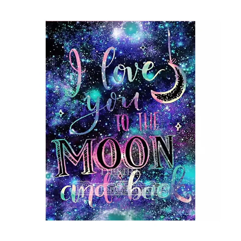 EASHRU Алмазная 5D картина с текстом Я люблю тебя луна вышивка крестиком алмазная