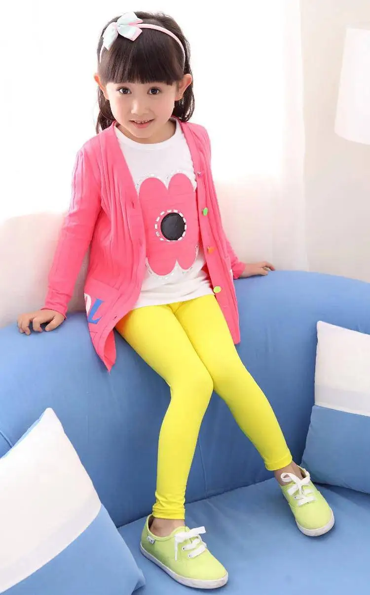 

Girls Pants Leggings New Korean Spring Autumn Milk Silk Candy Color Children's Clothes 3-10 Years