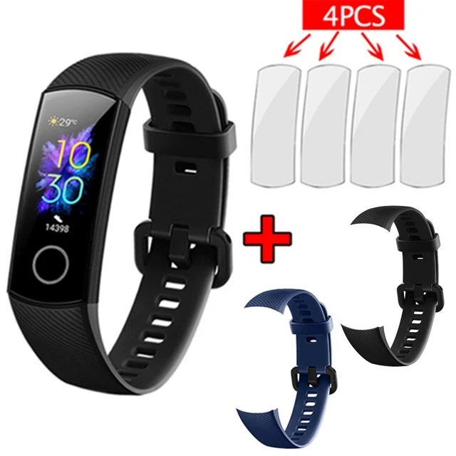 add black blue strap Смарт-браслет huawei Honor band 5 AMOLED huawei smartwatch с кислородом крови пульсометр ftness трекер сна спортивные часы - Цвет: add black blue strap