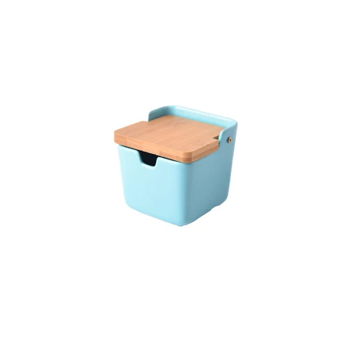 LIGHT BLUE 1PC Скандинавский креативный горшок для приправ, сахарница, кухонная керамика, горшок для приправ, коробка для приправ, Европейский бытовой горшок для приправ, солевой горшок, банки - Цвет: LIGHT BLUE 1PC
