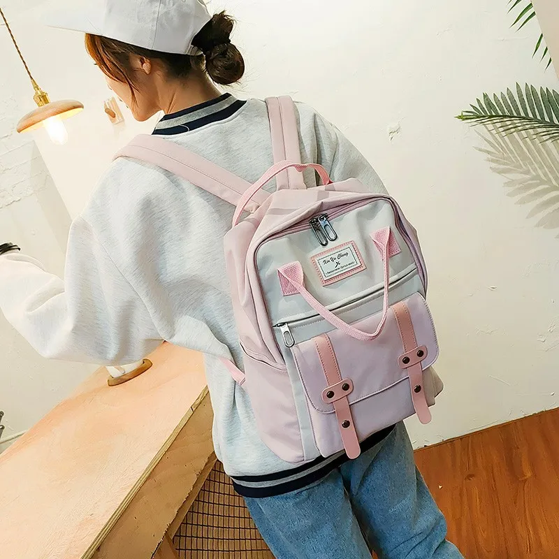 

2022 New Nylon Anti-theft Backpack Fashion Lady Bagpack Cute Girl School Bag Solid Color Woman Bags Large Capacity Dames Rugsak