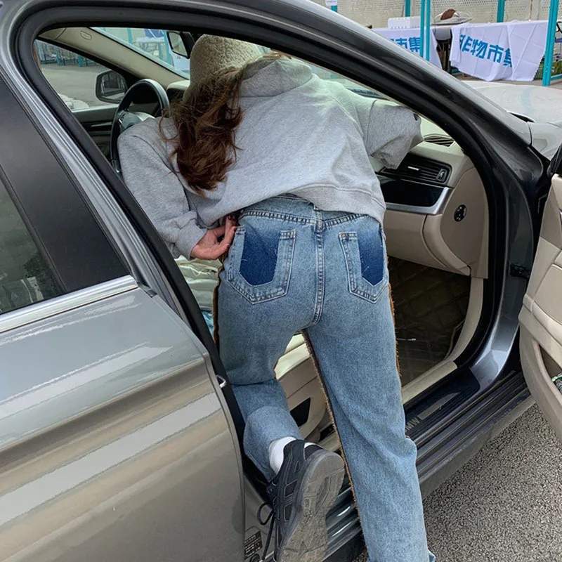 

Vintage Jeans Woman High Waist 2021 Spring Casual Streetwear Blue Femme Denim Trouser Sense Of Design Baggy Wide Leg Long Pants