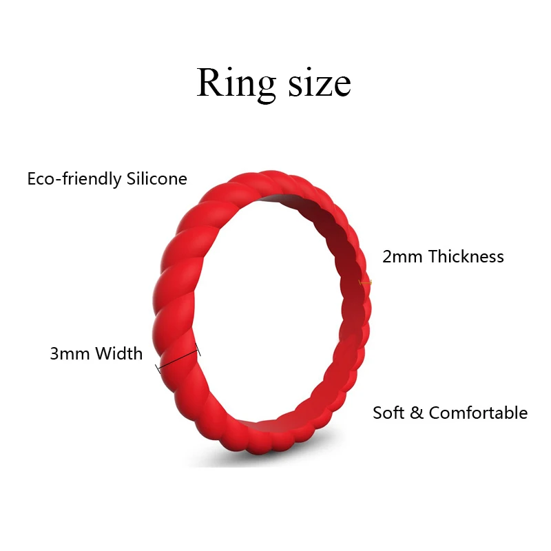 Hot Fashion 3mm Thin Braided Silicone Ring For Women Wedding Rings Sports Hypoallergenic Crossfit Flexible Rubber Finger Ring