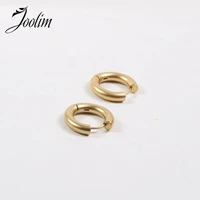 waterproof tarnish free minimalist pvd plated frosted metallic ring earrings stainless steel jewelry