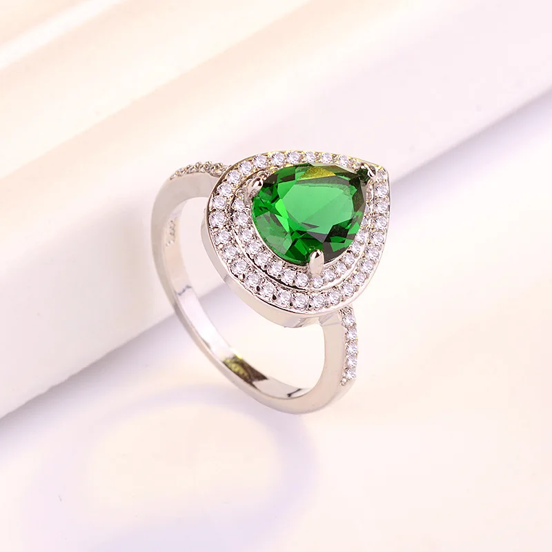 Женское кольцо с цирконием Anillos Yuzuk розовое зеленое красное ювелирное изделие