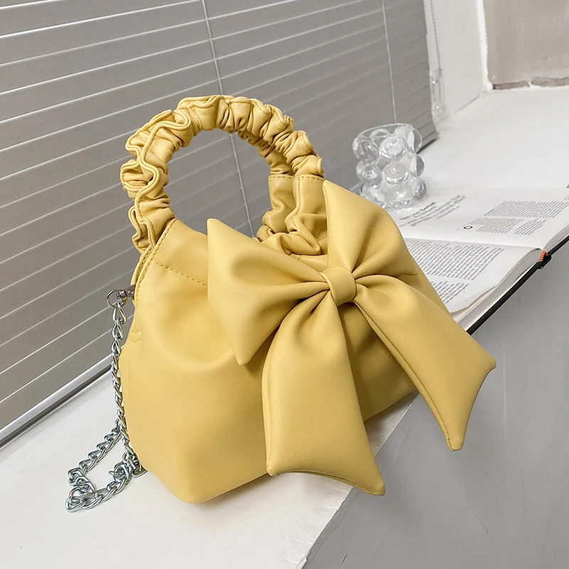 

Cute Bow PU Leather Women Shoulder Crossbody Bags 2021 New Luxury Design Handbags Travel Ladies Female Purses High Quality